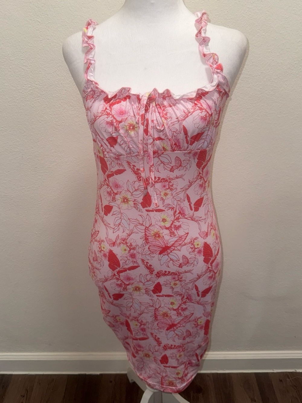 SHEIN Butterfly Floral Bodycon Dress